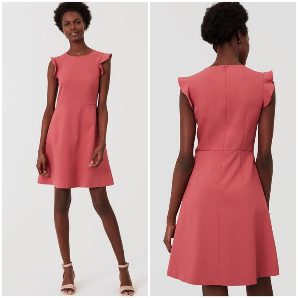 NWT Loft Flutter Flare Dress Shaded Rose